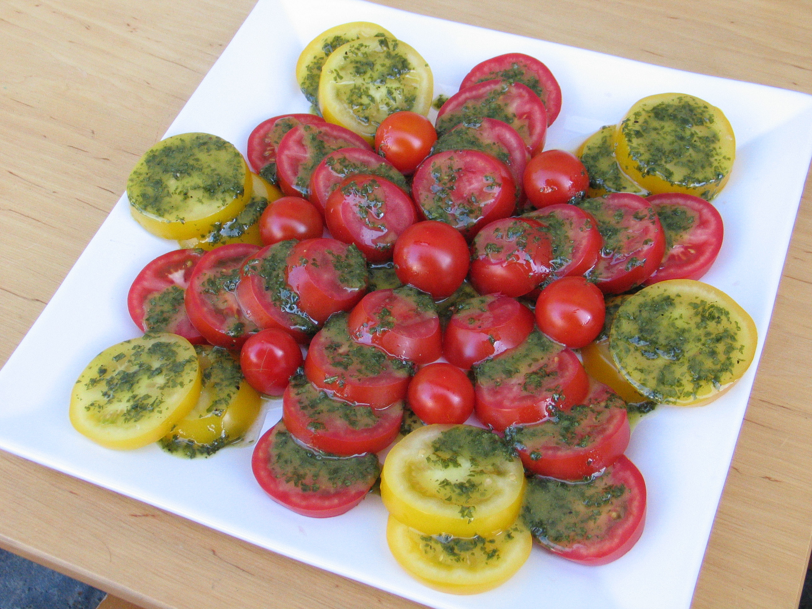 Basil Vinaigrette (on fresh tomatoes)