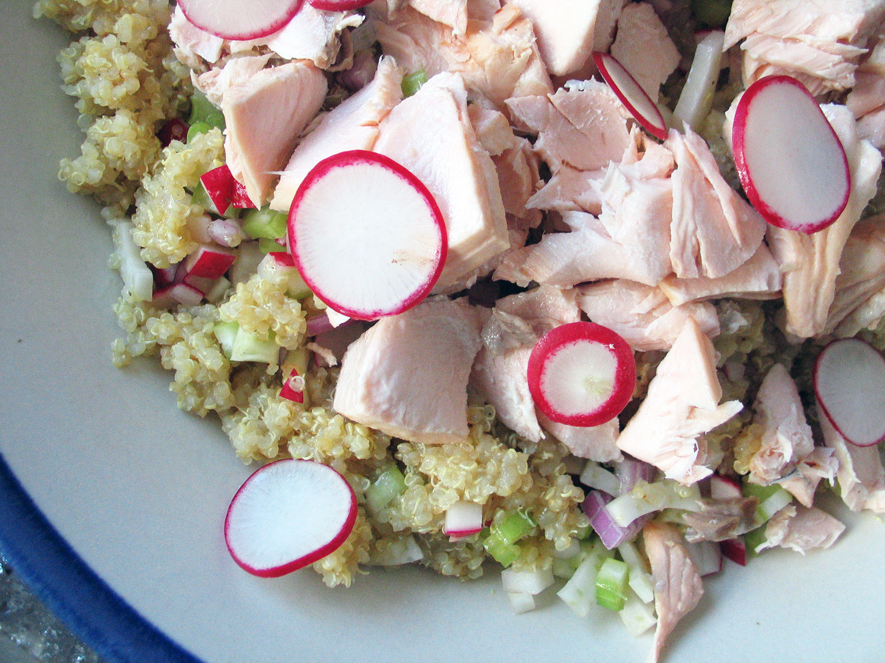Quinoa and Poached Salmon Bowl