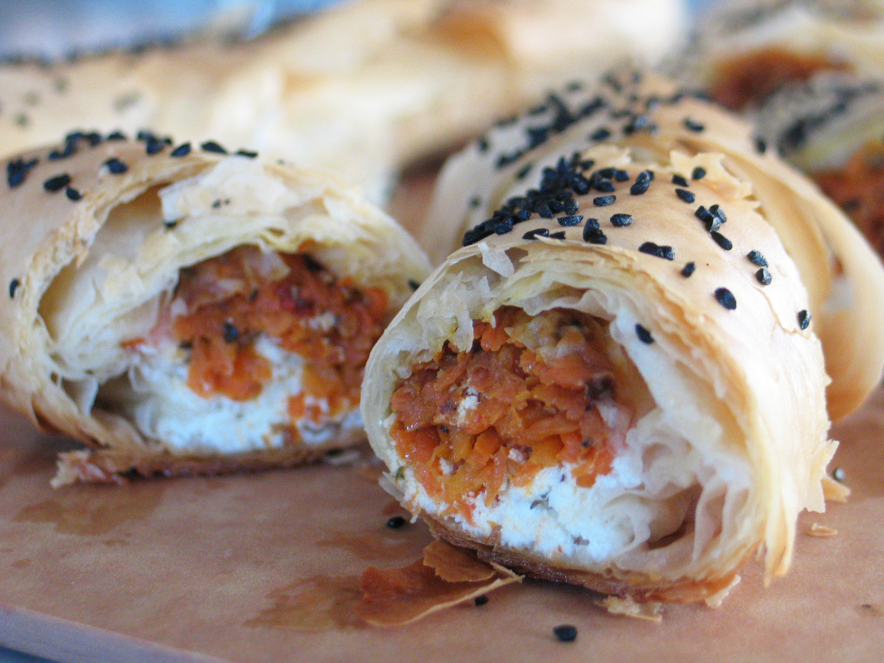 Spiced Carrot and Goat Cheese Strudel