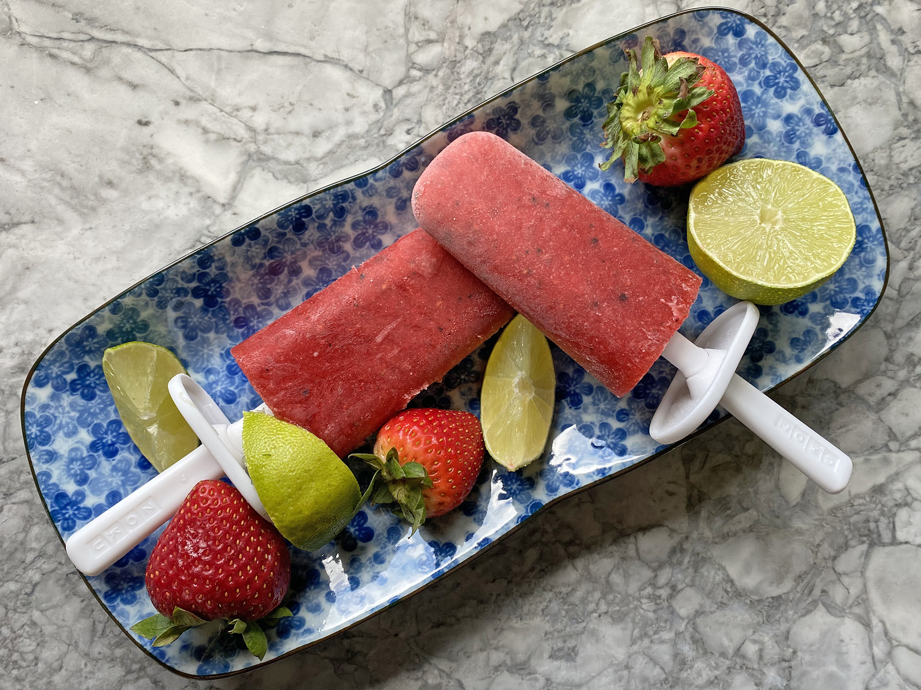 Strawberry, Lime and Black Pepper Popsicles
