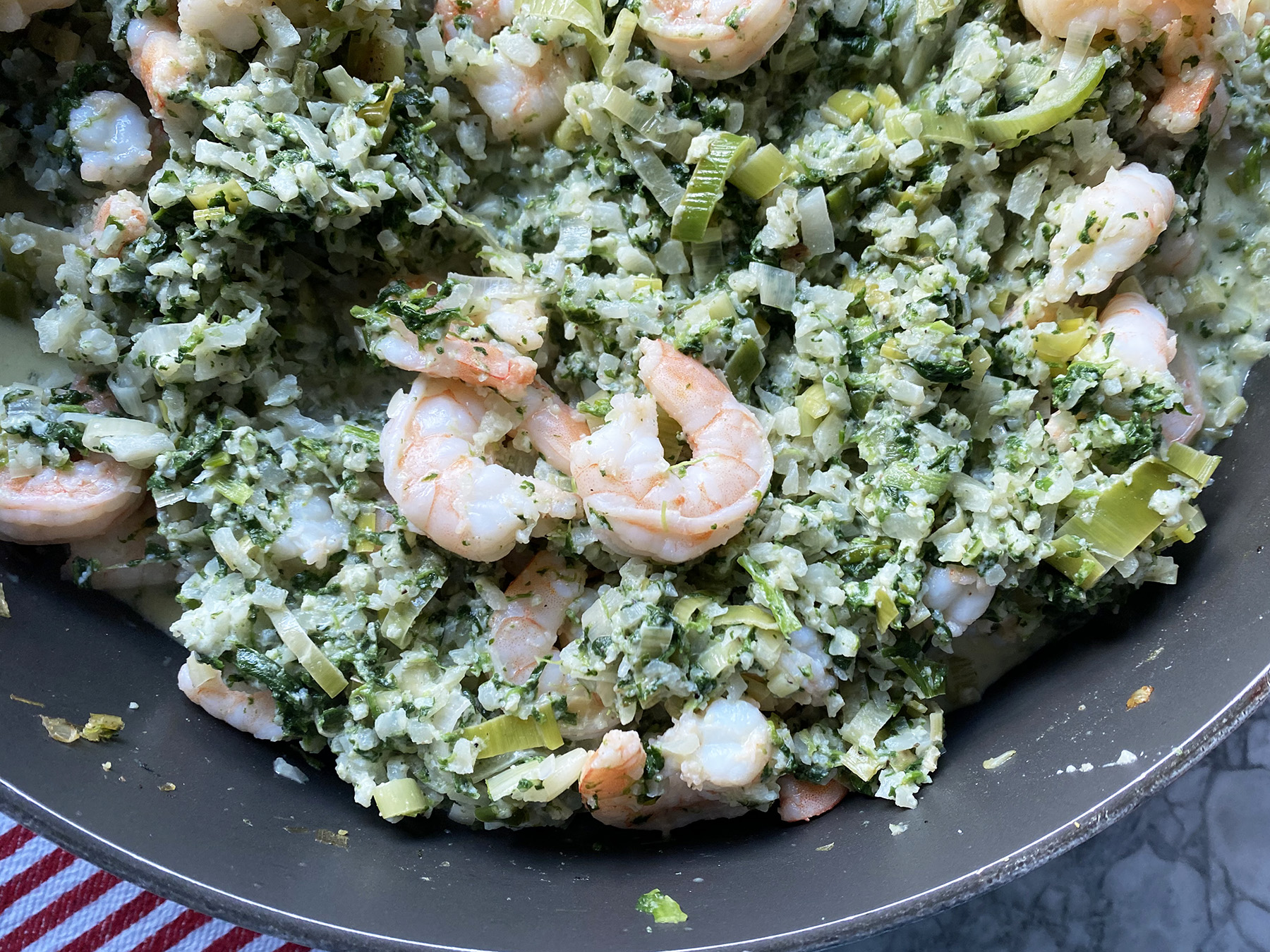 Spinach and Shrimp Cauliflower Rice Risotto