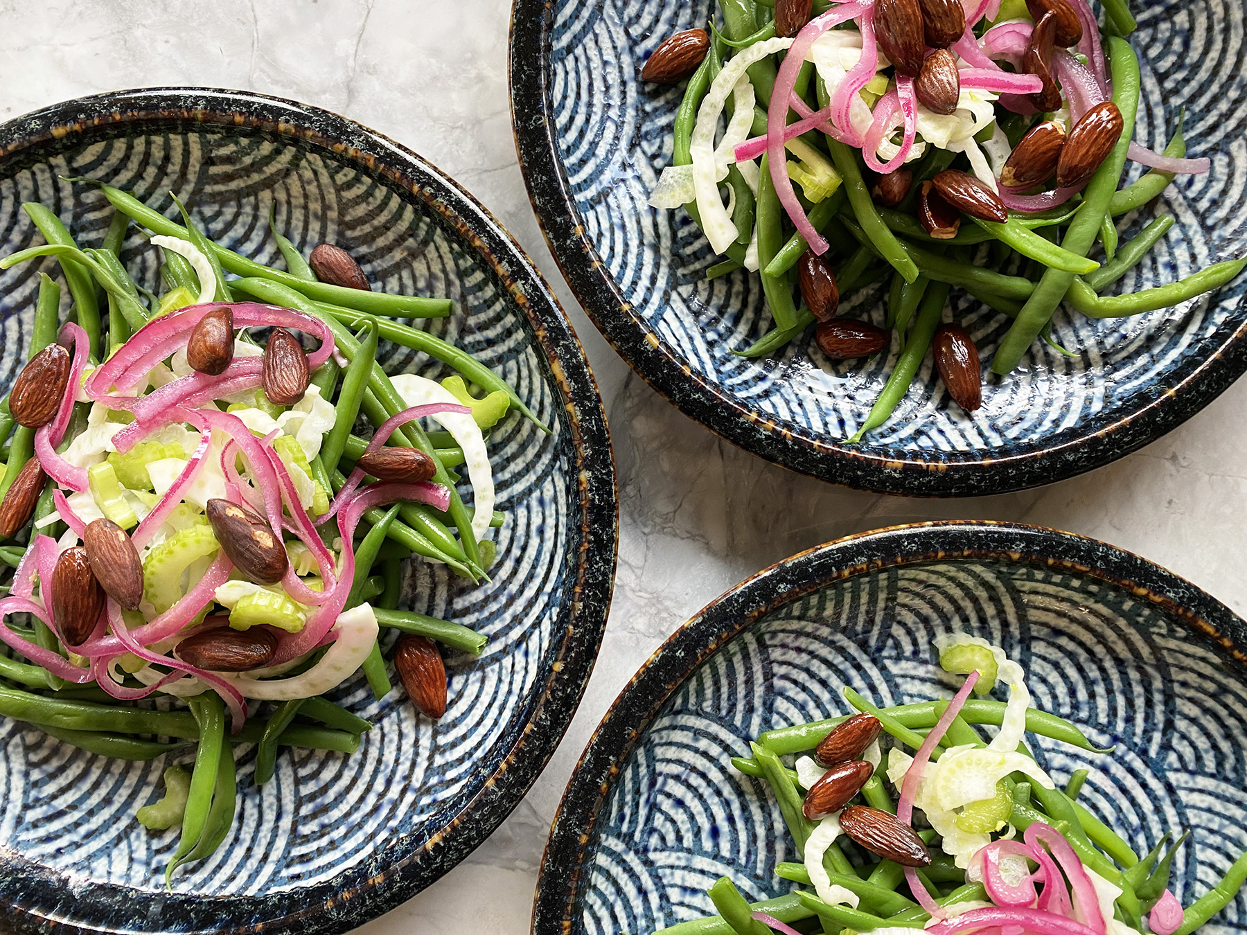 Green Bean, Pickled Onion and Fried Almond Salad